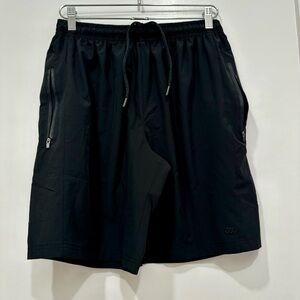 Men's Black Athletic Drawstring Shorts with Zippered Pockets
